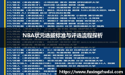 NBA状元选拔标准与评选流程探析